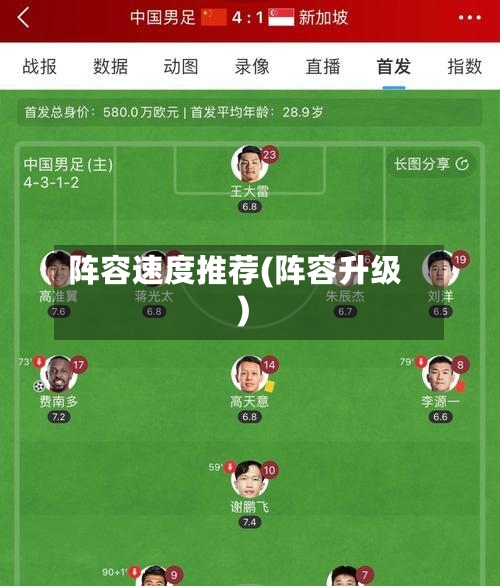 阵容速度推荐(阵容升级)