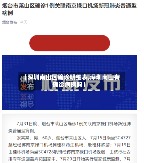 【深圳南山区确诊明细表,深圳南山有确诊病例吗】