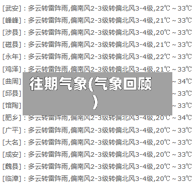 往期气象(气象回顾)