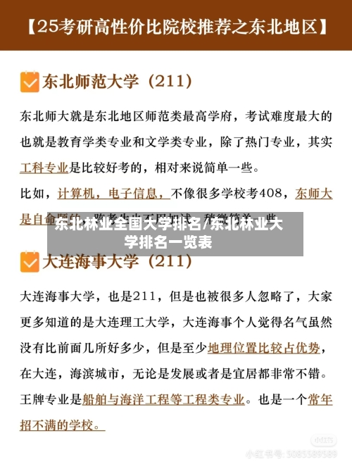 东北林业全国大学排名/东北林业大学排名一览表