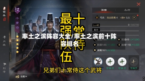 率土之滨阵容大全/率土之滨前十阵容排名
