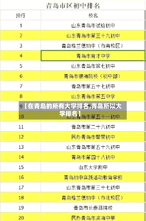 【在青岛的所有大学排名,青岛所以大学排名】