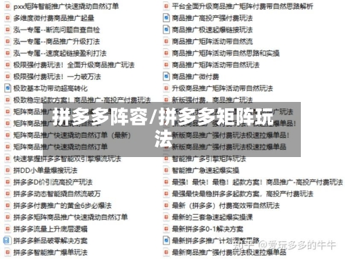拼多多阵容/拼多多矩阵玩法